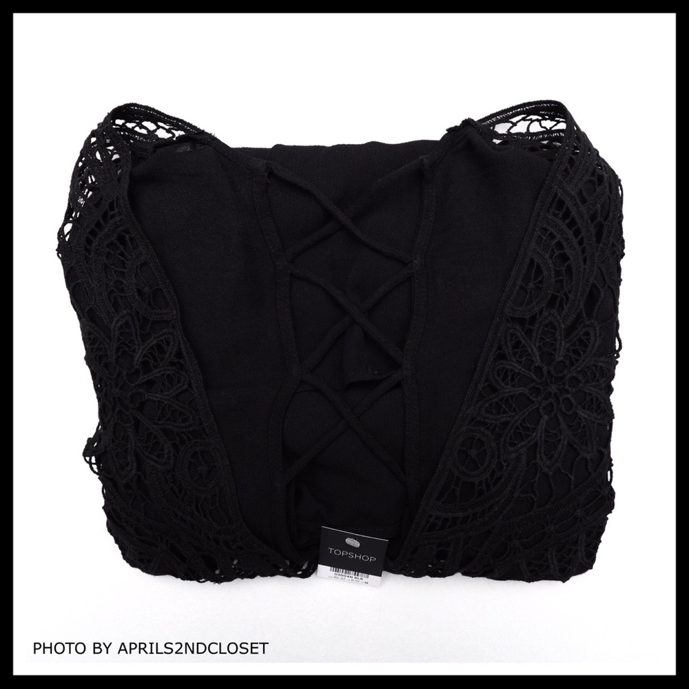 TOPSHOP BLACK BOHO TUNIC COVERUP MINI DRESS A3C - Picture 6 of 8